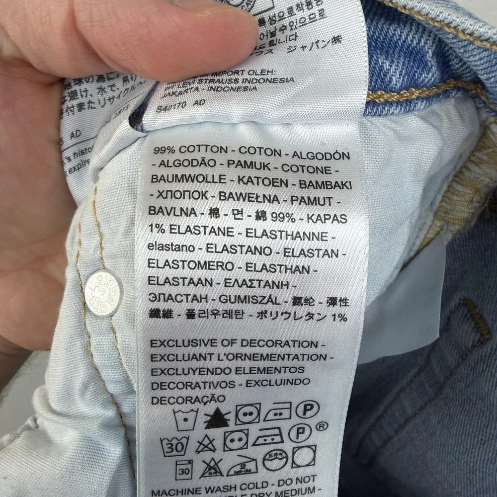 Levis 501 Skinny Jeans Womens 27x28 Light Wash High Rise Slim Raw Hem Button Fly
